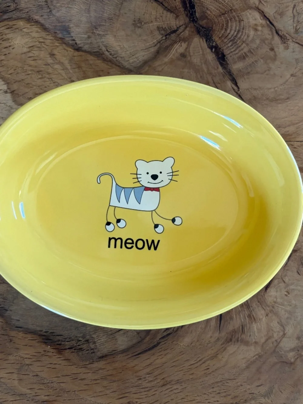 🐱 Whisker City Yellow “Meow” Cat Bowl | Sunny Y2K Kawaii Ceramic Pet Dish 💛